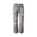 Patchwork Jeans For Women – Trendy Wide-Leg Denim Pants With Relaxed Fit & Unique Design Flattering High Waist_mkmklike.com