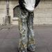 Foreign Trade Ink Splashed American Jeans Men's Retro Prints All Over Heavy Straight Camouflage Workwear Mopping Wide Leg Trousers_mkmklike.com