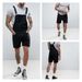 Men's Clothing Denim White Black Rim Shorts Jumpsuit Overalls_mkmklike.com