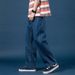 Men's Clothing Light Colored Jeans For Men, Loose And Fashionable, All Match Straight Leg Pants, Trendy Retro Wide Leg Floor Length Daddy Pants_mkmklike.com