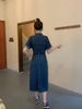 Women's Clothing High End Polo Collar Denim Dress Summer Split Belt Design Niche Temperament Long Skirt_mkmklike.com