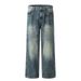 Distressed Washed Gradient Denim Loose Wide-Leg American Street Style Men's Dad Split Patchwork Straight Long Pants_mkmklike.com