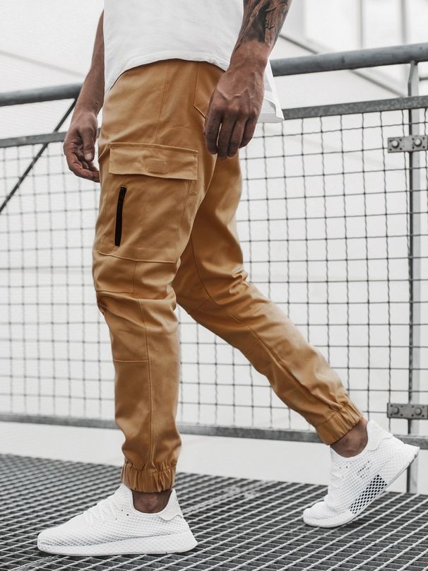 Men's Side Zipper Pocket Trim Casual Trousers Slim Fit Men's Casual Solid Color Trousers_mkmklike.com
