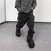 Men's Dark Wash Distressed Work Jeans High Street Style Multi Pocket Avant Garde Heavy Duty Dirty Style Artillery Shell Paratrooper_mkmklike.com