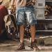 Men's Trendy Brand Cooler Denim Shorts Korean Style Loose Fit 5 Point Riding Pants Summer New Arrival_mkmklike.com