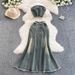 Women's Clothing Raw Edge Denim Tube Top With Internet Celebrity Photogenic High School Long Skirt Two Piece Suit_mkmklike.com