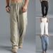 Man's Clothing 2025 New Men's Plus-Size Casual Pants Elasticated Waist Rope Linen Breathable Sports Cotton Linen Pants_mkmklike.com