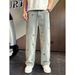 Men's Clothing Embroidered Washed Straight Leg Jeans Men Women Retro Loose Wide Leg Floor Length Pants_mkmklike.com