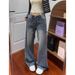 Women's High-Waisted Wide-Leg Jeans Unique Design Loose Fashionable Floor Length Spring Autumn Style_mkmklike.com