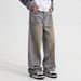 Men's Vintage Washed Relaxed Fit Wide Leg Jeans – 90s Grunge Streetwear With Oversized Silhouette_mkmklike.com