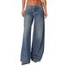 Cross-border European And American Foreign Trade Cross-border Loose Wide-leg Fashion Printed Denim Long Pants For_mkmklike.com