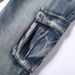 Nostalgic Blue Multi Pocket Workwear Military Outdoor Jeans Men's Loose Straight Tube Retro Hip-hop Motorcycle Jeans 50-135KG Crowd_mkmklike.com