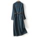 ELLE Elegant Long Casual Autumn New Waist-Cinching Slimming Goddess Style Denim Dress For Women_mkmklike.com
