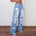 Women's Clothing Ripped Jeans Washed High Waist Straight Leg Distressed Jeans - Classic Blue & Grey Washed Denim Pants For Casual & Streetwear_mkmklike.com