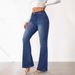 Women's Clothing High Waist Stretchy Flared Jeans - Slim Fit Denim Pants For Casual & Office Wear (Blue, S-XXL)_mkmklike.com