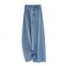 High Waist Flared Fleece-Lined Jeans For Women - Vintage Blue Stretch Denim Pants With Curved Hem, Warm & Stylish Winter Wear_mkmklike.com