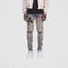 Men's Slim Fit Stretch Jeans – Rock-Inspired Ripped & Printed Denim Pants (Royal Blue) – High Street Fashion With Distressed Details_mkmklike.com