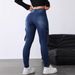 K Women's Flip Up Workwear Elastic Tight Jeans Slim Fit Casual Version Women's Jeans_mkmklike.com