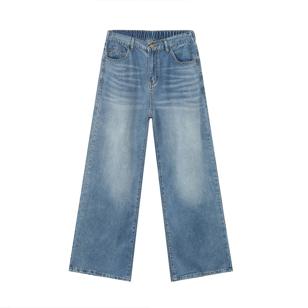 JEANS | 2024 Summer New Product, Thin Tencel American Light Blue Straight Tube Loose Jeans, Simple And Versatile_mkmklike.com
