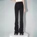 Pleated Elastic Black High-Waisted Jeans For Women, Spring New American High Street Style, Flared Washed Long Pants_mkmklike.com