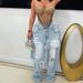 Distressed Denim Pants For Women - Vintage Patchwork Straight Leg Jeans | Grunge Streetwear Pants With Destroyed Details (S-XXL)_mkmklike.com