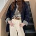 Salt-style Plaid Patchwork Mid-length Denim For Women, 2026 Spring/autumn New Model, Loose Fit, Slimming, Versatile_mkmklike.com