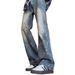 American High Light Blue Jacquard Jeans Men's Spring And Autumn Trendy Brand Pi Shuai Fried Street Micro Pull Straight_mkmklike.com
