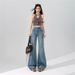Women's Rhinestone Embellished Flared 2026 Collection Loose Fit Bell-Bottom Pants New Spring Apparel Four-Way Stretch_mkmklike.com