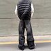 Vintage Washed Black Distressed Flared Jeans For Men & Women, Retro American Style High Waist Wide Leg Denim Pants_mkmklike.com
