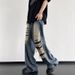 Men's Clothing Retro Patch Ripped Jeans Men's Design Japanese Summer Ins Trend Loose Versatile Wide Leg Long Pants_mkmklike.com