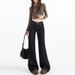 Women's American Style Dark Blue Flared Jeans Straight Leg Loose Fit plus Size Retro Low Waist Slimming Wide Leg Floor Length_mkmklike.com