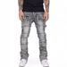 Men's Clothing Men's Denim Workwear Straight Pants Fashion Ins Hot Selling Elastic Patch Denim Layered Flared Men's Pants_mkmklike.com