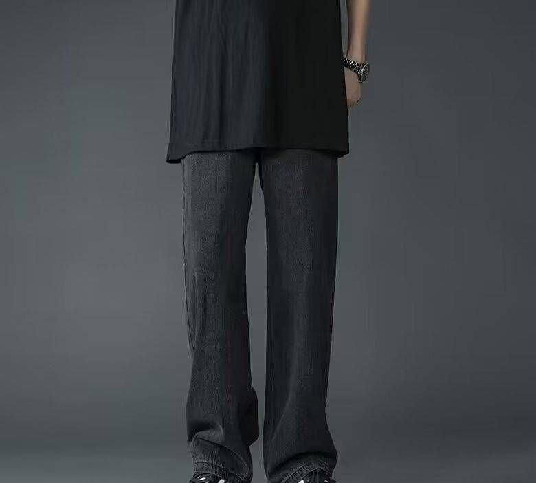 Japanese-Inspired Wide-Leg Jeans For Men – Minimalist Loose Fit Denim Pants With Urban Street Style_mkmklike.com