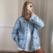 Women's Clothing Denim Jacket For Women Brown Color Block Lapel Autumn New Fashion_mkmklike.com