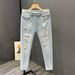 Vintage Washed Men's Jeans, Relaxed Straight Leg Loose Fit Comfortable Casual Trousers For Everyday Street Style_mkmklike.com