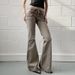 American-style Design Pocket Slim-fit Flared Jeans For Women, Trendy Street Fashion Retro Low-waist Casual Pants_mkmklike.com