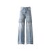 Streetwear Blue Washed Jeans For Men – Relaxed Straight Fit With Distressed Detailing & Urban Edge_mkmklike.com