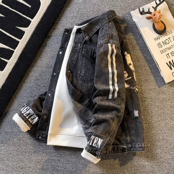 Men's Clothing Spring And Autumn Denim Jacket Versatile Ripped Workwear Jacket Cool Casual Jacket_mkmklike.com