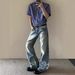 Men's Clothing Men's Vintage Washed Straight Leg Jeans With Cat Whisker Distressed Details - Relaxed Fit, Classic Cleanfit Style_mkmklike.com