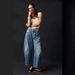 K Casual Loose Mid Waist Tube Shaped Women's Jeans. No Belt Or Other Accessories_mkmklike.com