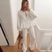 Women's Clothing casual fashion lace round neck lantern sleeve shirt high waist pants suit_mkmklike.com