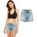 Women's Clothing Nightclub Tassels Showing Wide Legs, High Waist, Heavy Industry, Trendy Diamond Chain Denim Shorts For Women_mkmklike.com