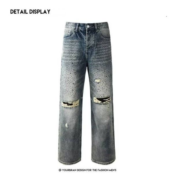 Plus Size Women's High Waist Distressed Jeans – Vintage Loose Fit Wide Leg Denim Pants For Curvy Women (M-3XL, Washed Blue)_mkmklike.com