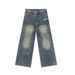 Men's Clothing 2025 New Products Retro Distressed Color Street Stitching Ripped Distressed Design Jeans Trend_mkmklike.com