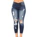 Women's Clothing High Waist Elastic Hole Jeans For Women_mkmklike.com