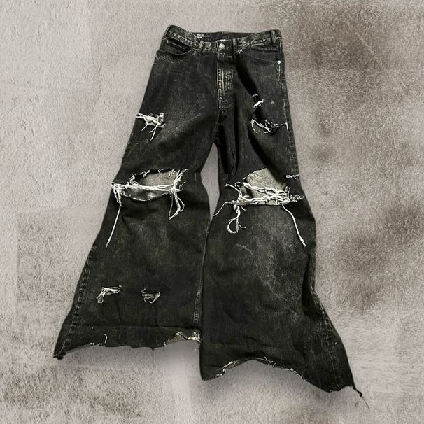 New Black Ripped Baggy Jeans Goth Retro Y2k Denim Pants Men And Men Casual Hip Hop Straight Wide Leg Trousers Streetwear_mkmklike.com