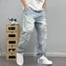 2025 High Street Ink Splashed Hole Jeans Men's Thin Washed Personality Loose Beggar Pants Handsome Straight Pants_mkmklike.com