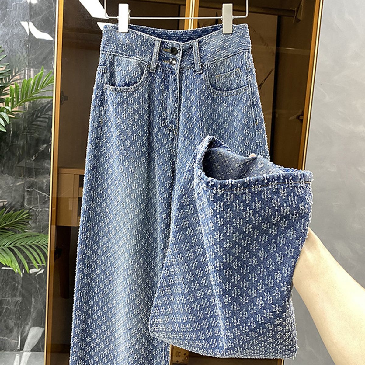 Women's Clothing With A Sense Of Temperament Women's Heavy Duty Wide Leg Jeans_mkmklike.com