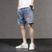 Men's Summer Thin Denim Shorts Loose Style Trendy Brand Cargo Five Point Pants mid Waist Slight Stretch Polyester_mkmklike.com