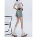 Retro High Waist Ripped A-Line Denim Shorts for Women Summer Style Thin Loose Slimming Light Color plus Size Hot Pants for Chubby Girls_mkmklike.com